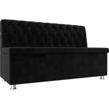 Кухонный прямой диван АртМебель Вента велюр черный