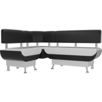 Кухонный угловой диван АртМебель Альфа эко кожа белый черный левый угол