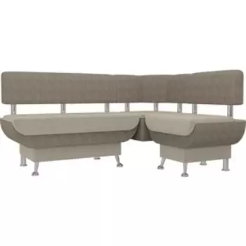 Кухонный угловой диван АртМебель Альфа микровельвет бежевый корфу 03 правый угол