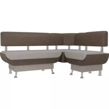 Кухонный угловой диван АртМебель Альфа рогожка бежевый коричневый правый угол