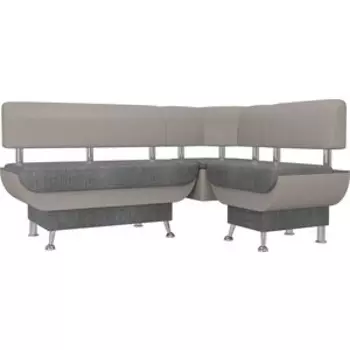 Кухонный угловой диван АртМебель Альфа рогожка серый бежевый правый угол