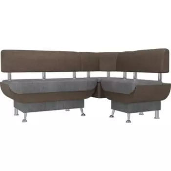 Кухонный угловой диван АртМебель Альфа рогожка серый коричневый правый угол