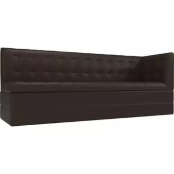 Кухонный угловой диван АртМебель Бриз экокожа коричневый правый угол