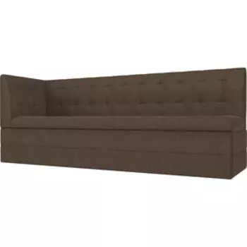 Кухонный угловой диван АртМебель Бриз рогожка коричневый левый угол