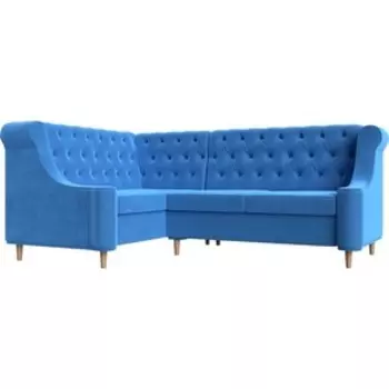 Кухонный угловой диван АртМебель Бронкс велюр голубой левый угол