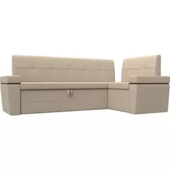 Кухонный угловой диван АртМебель Деметра эко-кожа (бежевый) правый угол
