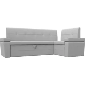 Кухонный угловой диван АртМебель Деметра эко-кожа (белый) правый угол