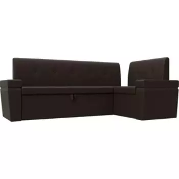 Кухонный угловой диван АртМебель Деметра эко-кожа (коричневый) правый угол