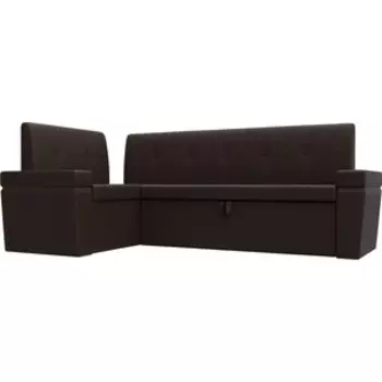 Кухонный угловой диван АртМебель Деметра эко-кожа (коричневый) левый угол