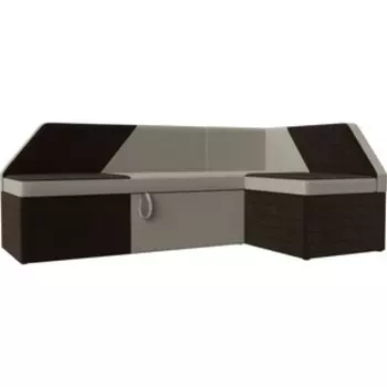 Кухонный угловой диван АртМебель Дуглас корфу 02 микровельвет коричневый правый угол