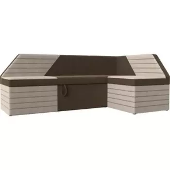 Кухонный угловой диван АртМебель Дуглас рогожка коричневый бежевый правый угол