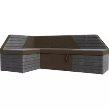 Кухонный угловой диван АртМебель Дуглас рогожка коричневый серый левый угол