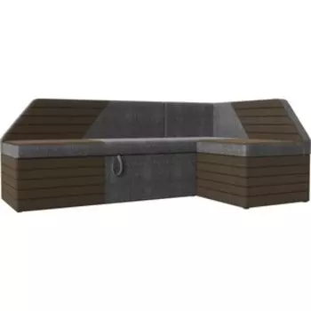 Кухонный угловой диван АртМебель Дуглас рогожка серый коричневый правый угол