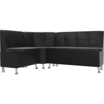 Кухонный угловой диван АртМебель Феникс эко кожа черный левый угол