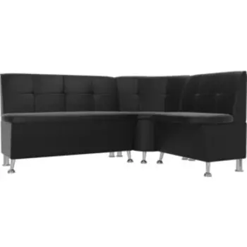 Кухонный угловой диван АртМебель Феникс эко кожа черный правый угол