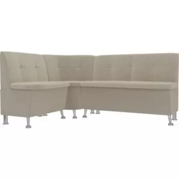 Кухонный угловой диван АртМебель Феникс микровельвет бежевый левый угол