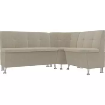 Кухонный угловой диван АртМебель Феникс микровельвет бежевый правый угол