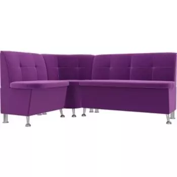 Кухонный угловой диван АртМебель Феникс микровельвет фиолетовый левый угол