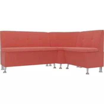 Кухонный угловой диван АртМебель Феникс микровельвет коралловый правый угол