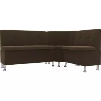 Кухонный угловой диван АртМебель Феникс микровельвет коричневый правый угол