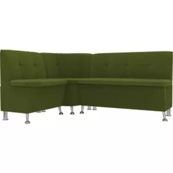 Кухонный угловой диван АртМебель Феникс микровельвет зеленый левый угол