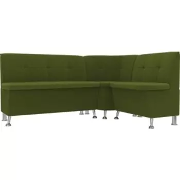 Кухонный угловой диван АртМебель Феникс микровельвет зеленый правый угол