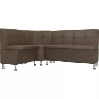 Кухонный угловой диван АртМебель Феникс рогожка коричневый левый угол