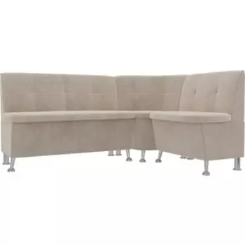 Кухонный угловой диван АртМебель Феникс велюр бежевый правый угол
