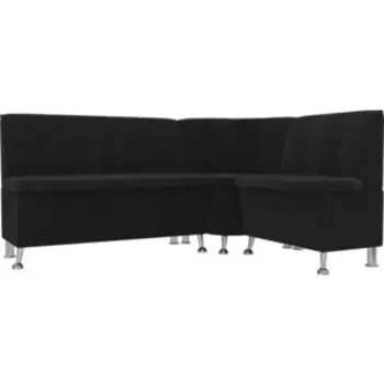 Кухонный угловой диван АртМебель Феникс велюр черный правый угол