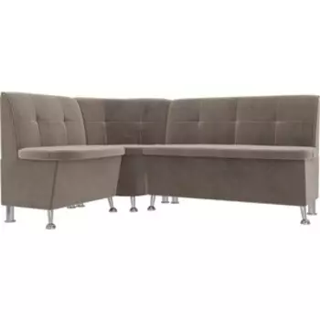 Кухонный угловой диван АртМебель Феникс велюр коричневый левый угол