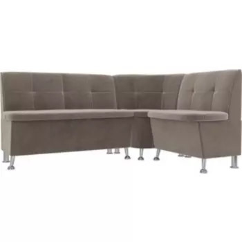 Кухонный угловой диван АртМебель Феникс велюр коричневый правый угол