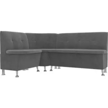 Кухонный угловой диван АртМебель Феникс велюр серый левый угол