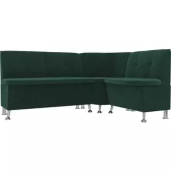 Кухонный угловой диван АртМебель Феникс велюр зеленый правый угол