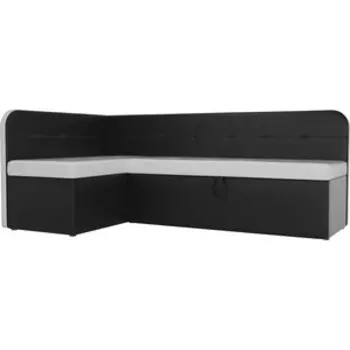 Кухонный угловой диван АртМебель Форест эко кожа белый черный левый угол