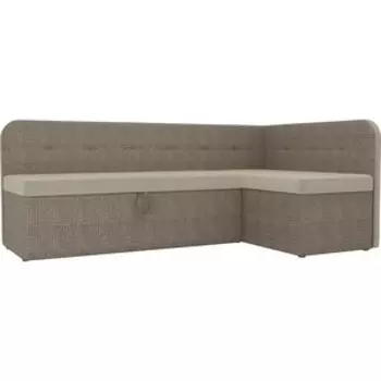 Кухонный угловой диван АртМебель Форест микровельвет бежевый корфу 03 правый угол