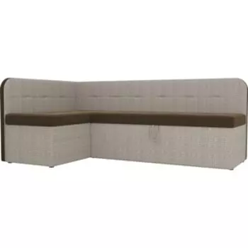 Кухонный угловой диван АртМебель Форест микровельвет коричневый корфу 02 левый угол