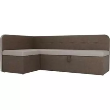 Кухонный угловой диван АртМебель Форест рогожка бежевый коричневый левый угол