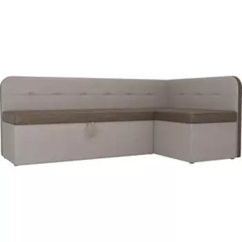 Кухонный угловой диван АртМебель Форест рогожка коричневый бежевый правый угол