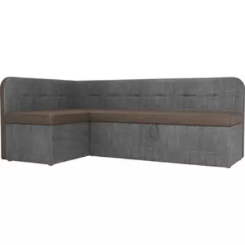 Кухонный угловой диван АртМебель Форест рогожка коричневый серый левый угол