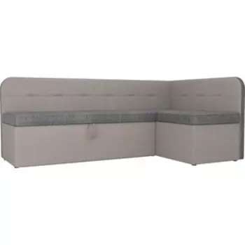 Кухонный угловой диван АртМебель Форест рогожка серый бежевый правый угол
