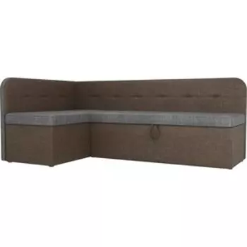 Кухонный угловой диван АртМебель Форест рогожка серый коричневый левый угол