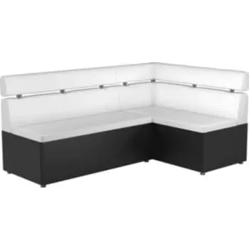 Кухонный угловой диван АртМебель Классик эко-кожа бело/черный правый