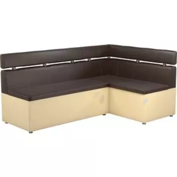 Кухонный угловой диван АртМебель Классик эко-кожа коричнево/бежевый правый