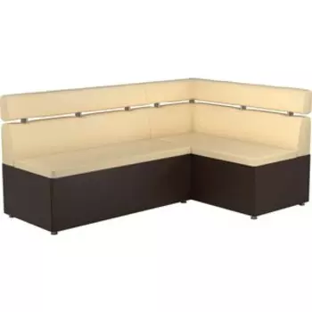 Кухонный угловой диван АртМебель Классик эко-кожа бежево/коричневый правый