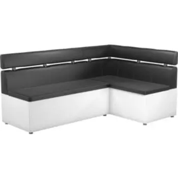 Кухонный угловой диван АртМебель Классик эко-кожа черно/белый правый