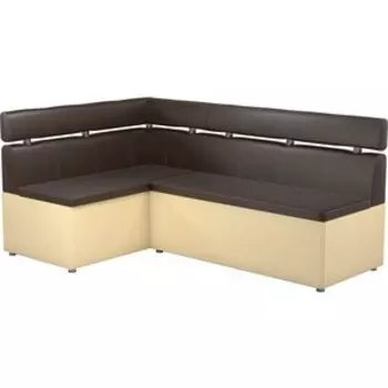 Кухонный угловой диван АртМебель Классик эко-кожа коричнево/бежевый левый