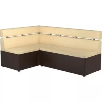 Кухонный угловой диван АртМебель Классик эко-кожа бежево/коричневый левый