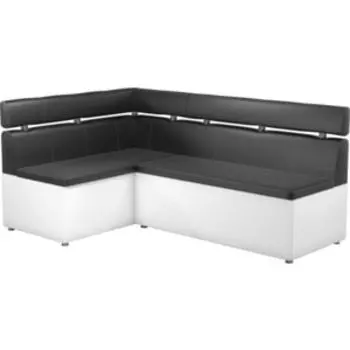 Кухонный угловой диван АртМебель Классик эко-кожа черно/белый левый