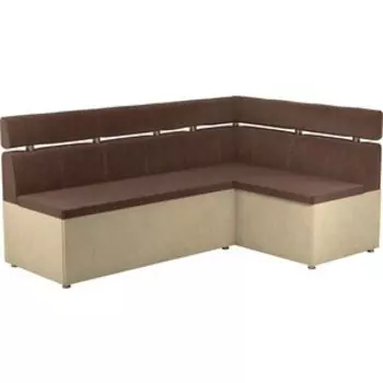 Кухонный угловой диван АртМебель Классик микровельвет коричнево/бежевый правый