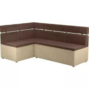 Кухонный угловой диван АртМебель Классик микровельвет коричнево/бежевый левый